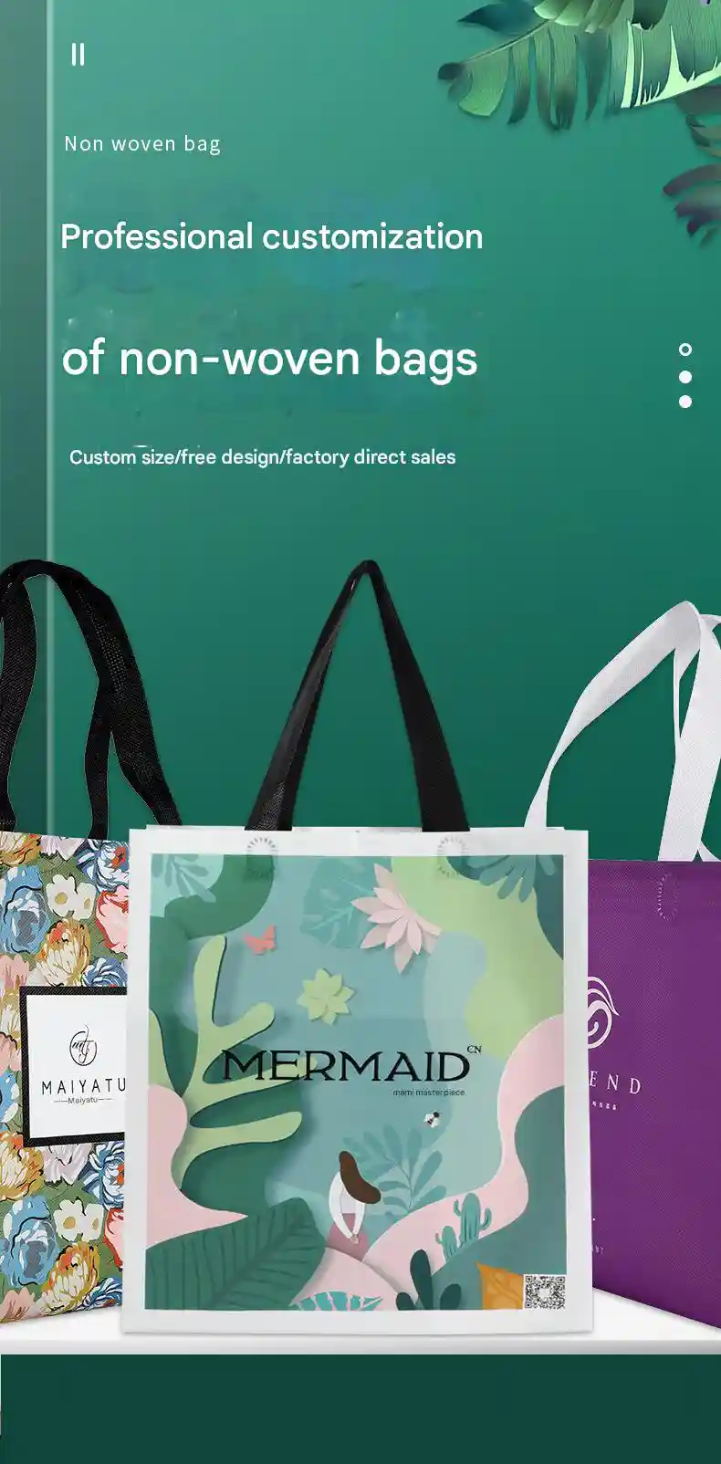 Various customized non-woven bags with logos and colorful printing