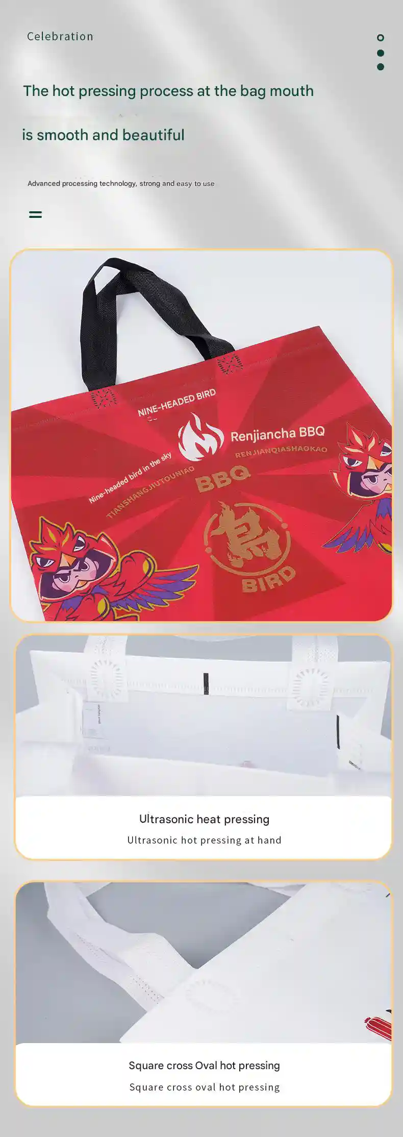 Non-woven bags with colorful laminated printing on various custom designs