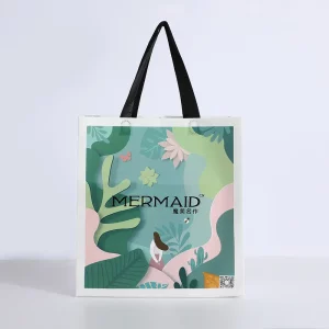 Custom nonwoven clothing packaging bag front view with fashion design
