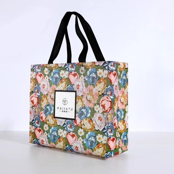 Floral Nonwoven Clothing Packaging Bag Front View